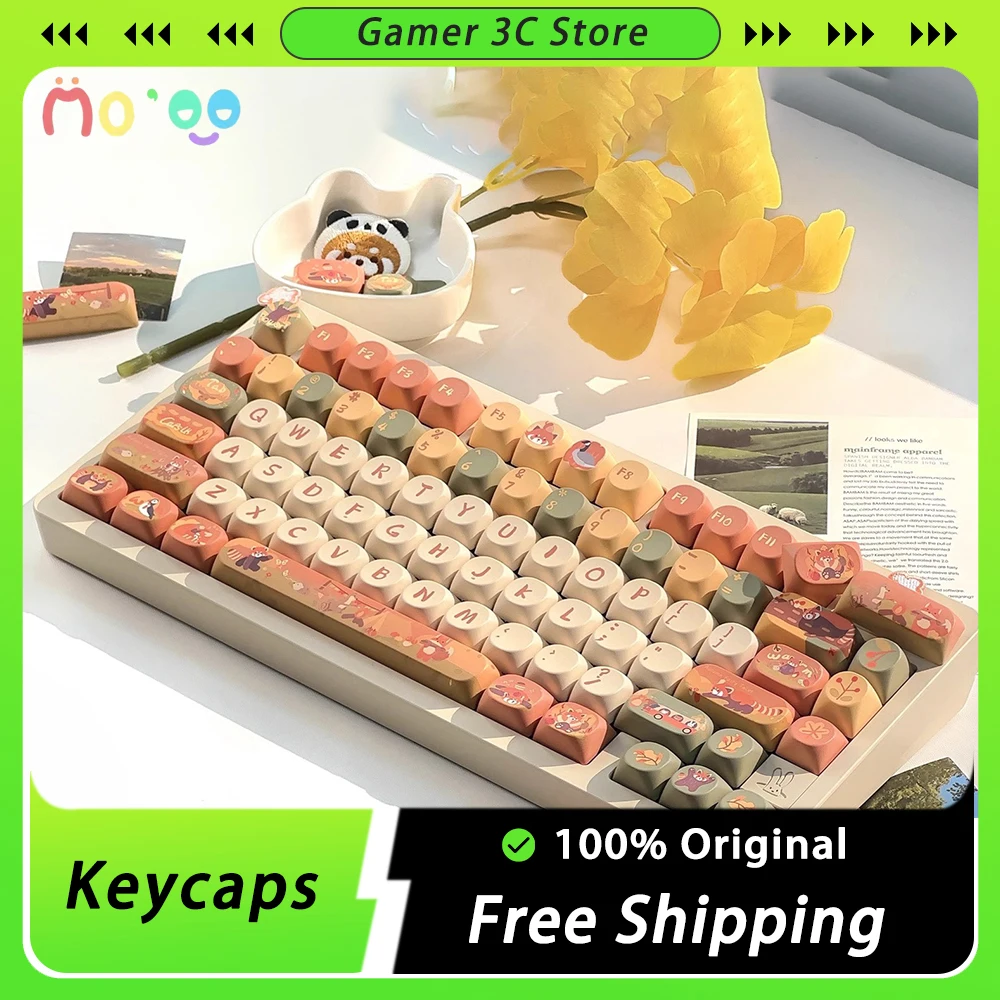 

MoCoo Forest Panda Keycaps PBT Sublimation Mechanical Keyboard Keycap Sets So Height Kawaii Original Pc Gamer Accessories Gifts