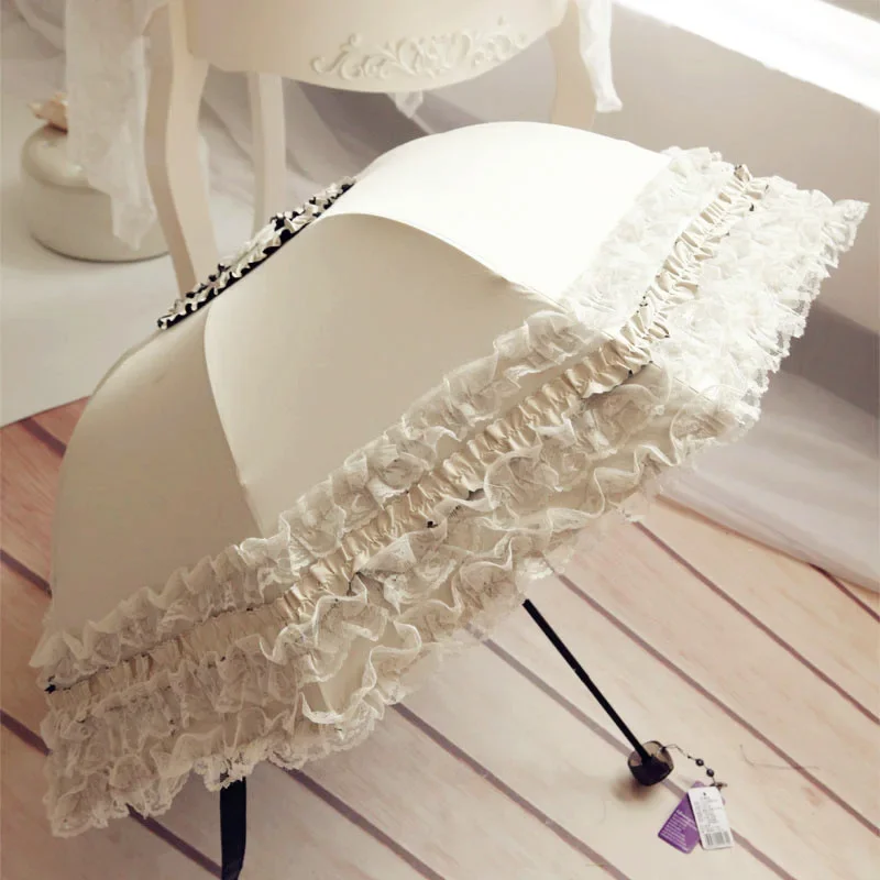 Lace Folding Umbrella Fashion UV Protection Parasol Princess Rain Umbrella Ultra Light Sun Umbrella Women