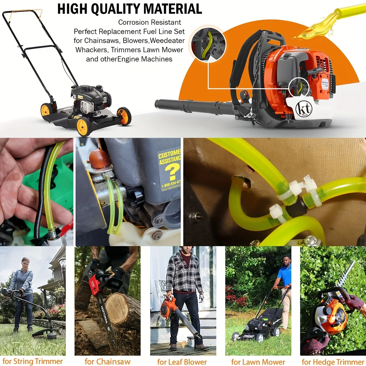 8 Stück, 4 Größen, Benzin-Kraftstoffleitung, Schlauch für Rasentrimmer, Kettensäge, Gebläse, Rasenmäher und andere Elektrowerkzeuge – Detail 4