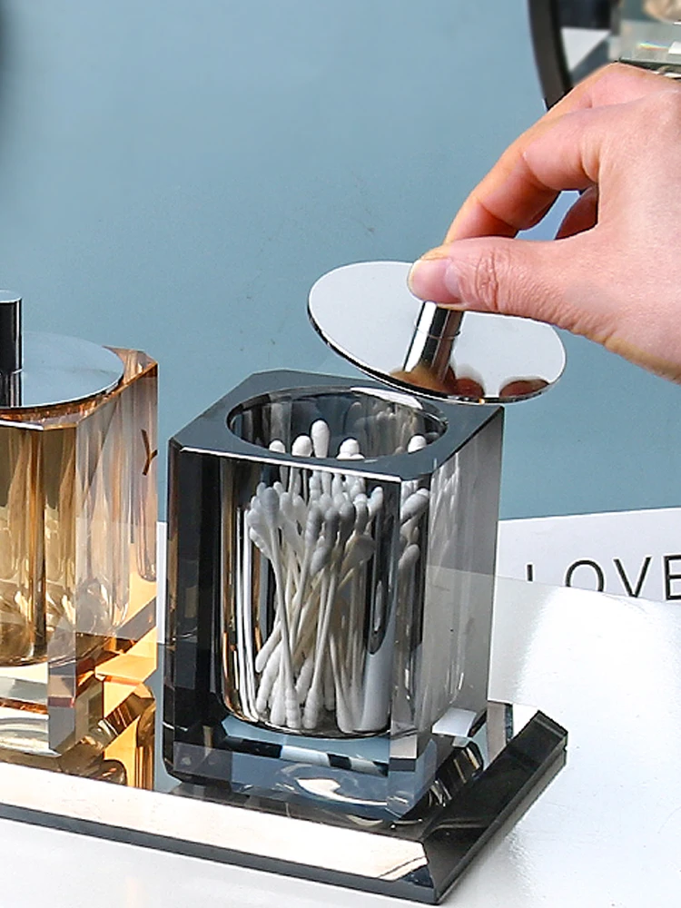 Creative Crystal Toothpick Box Storage Tank Cotton Swab Box Modern Simple Room Toilet Washstand Restaurant Toothpick HolderZC739