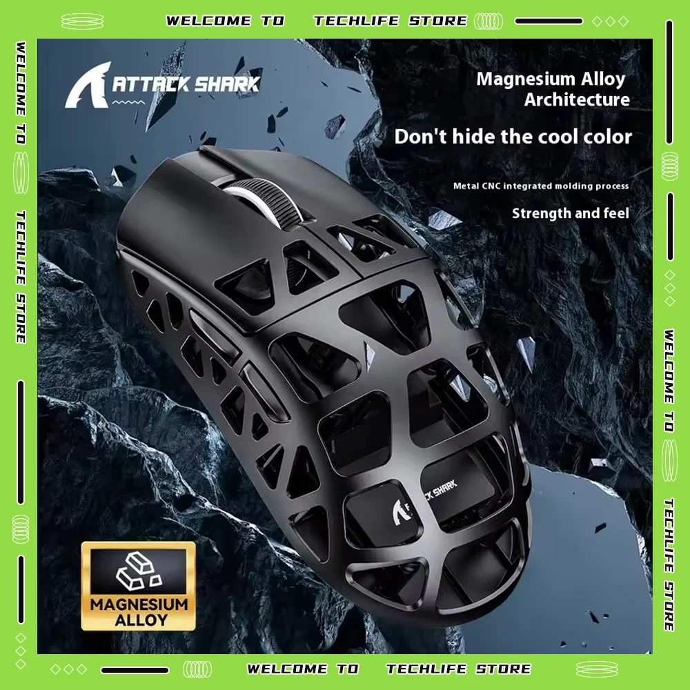 

Attack Shark R3 8k Беспроводная трехрежимная мышь из магниевого сплава с обтекающим светом Paw3395 Bluetooth игровая мышь аксессуар для ПК подарок