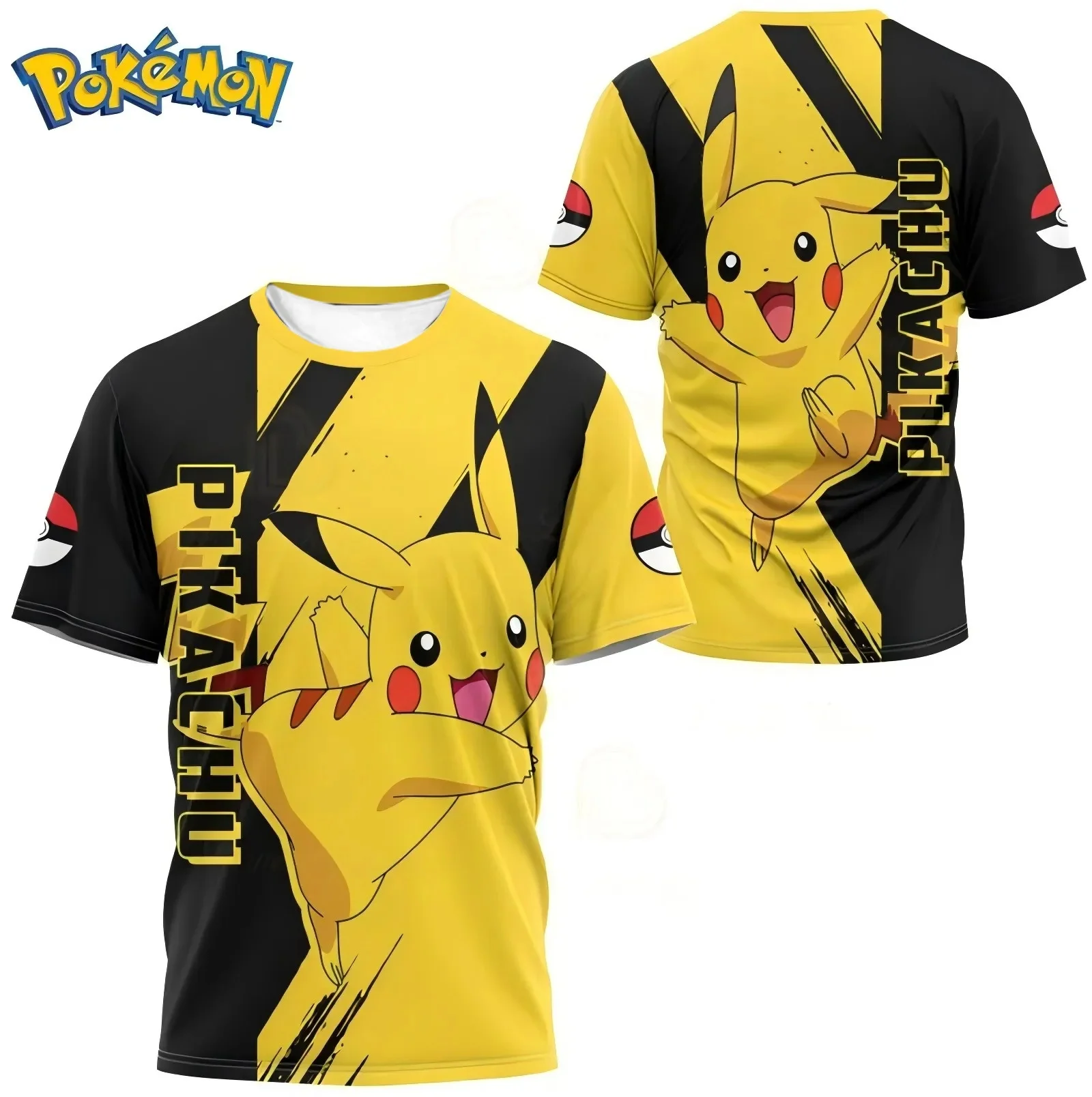 Summer New Pok É Mon Multi Character Theme T-shirt Large Loose Couple Adult and Children Street Trend Sports Quick Drying Top