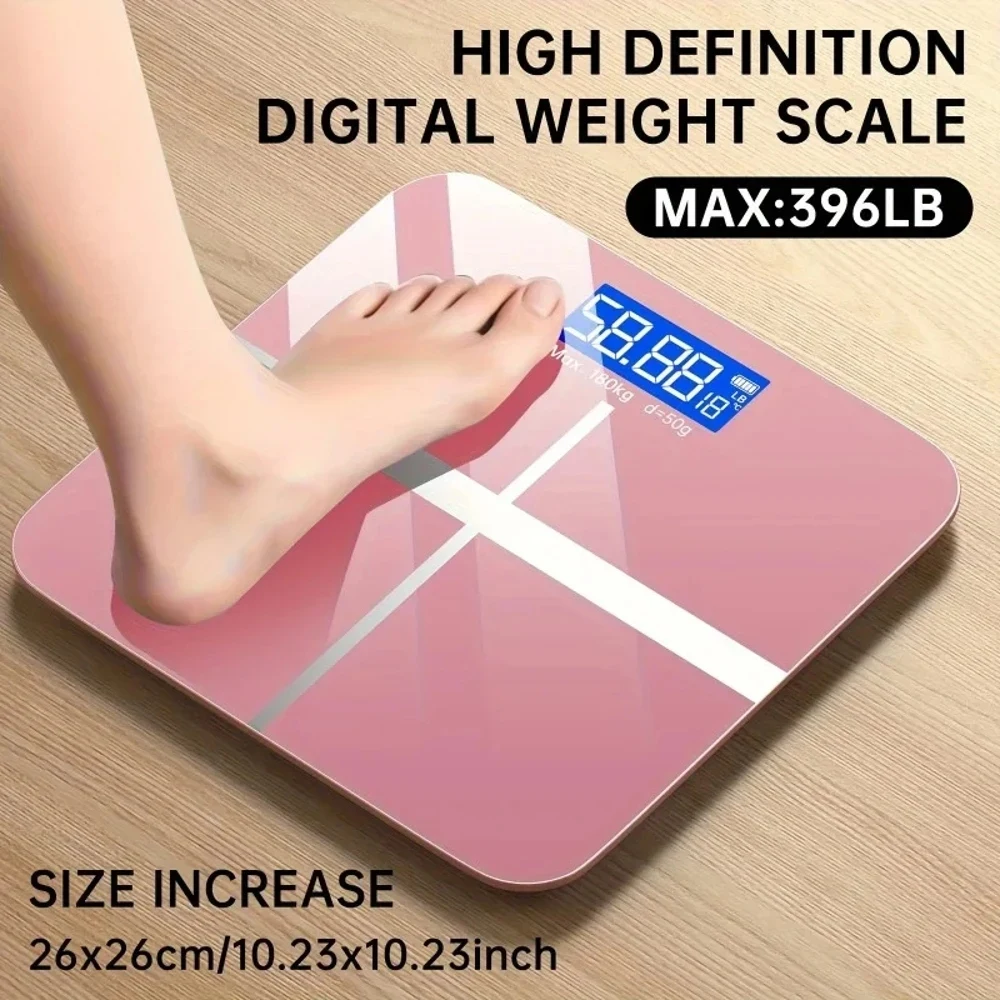 Digitale Personenwaage mit hoher Präzision, LCD-Anzeige, 396LB Kapazität, genaue Gewichtsmessung mit Temperatursensor, gehärtetes Glas