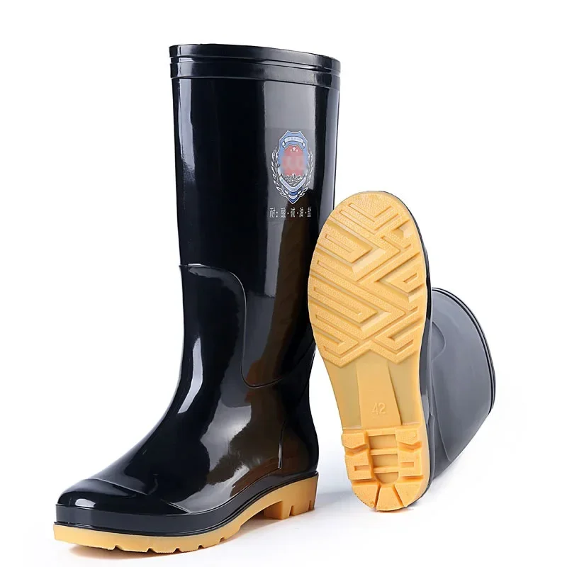 High Drum Rain Boots Three Prevention Long Drum Rain Shoes Men\'s Labor Protection Rubber Shoes Slip-On Rubber Rain Boot PVC