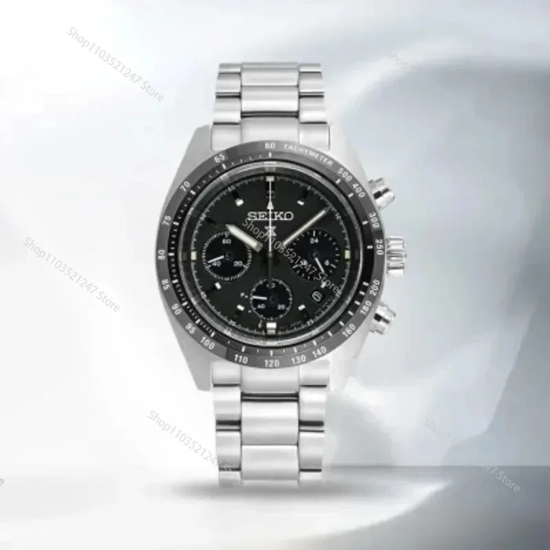 Original Seiko SSC813P1 Panda Three Eyes Series Men Watches Top Brand Needle Dial Calendar Popularity Stainless Steel Watch