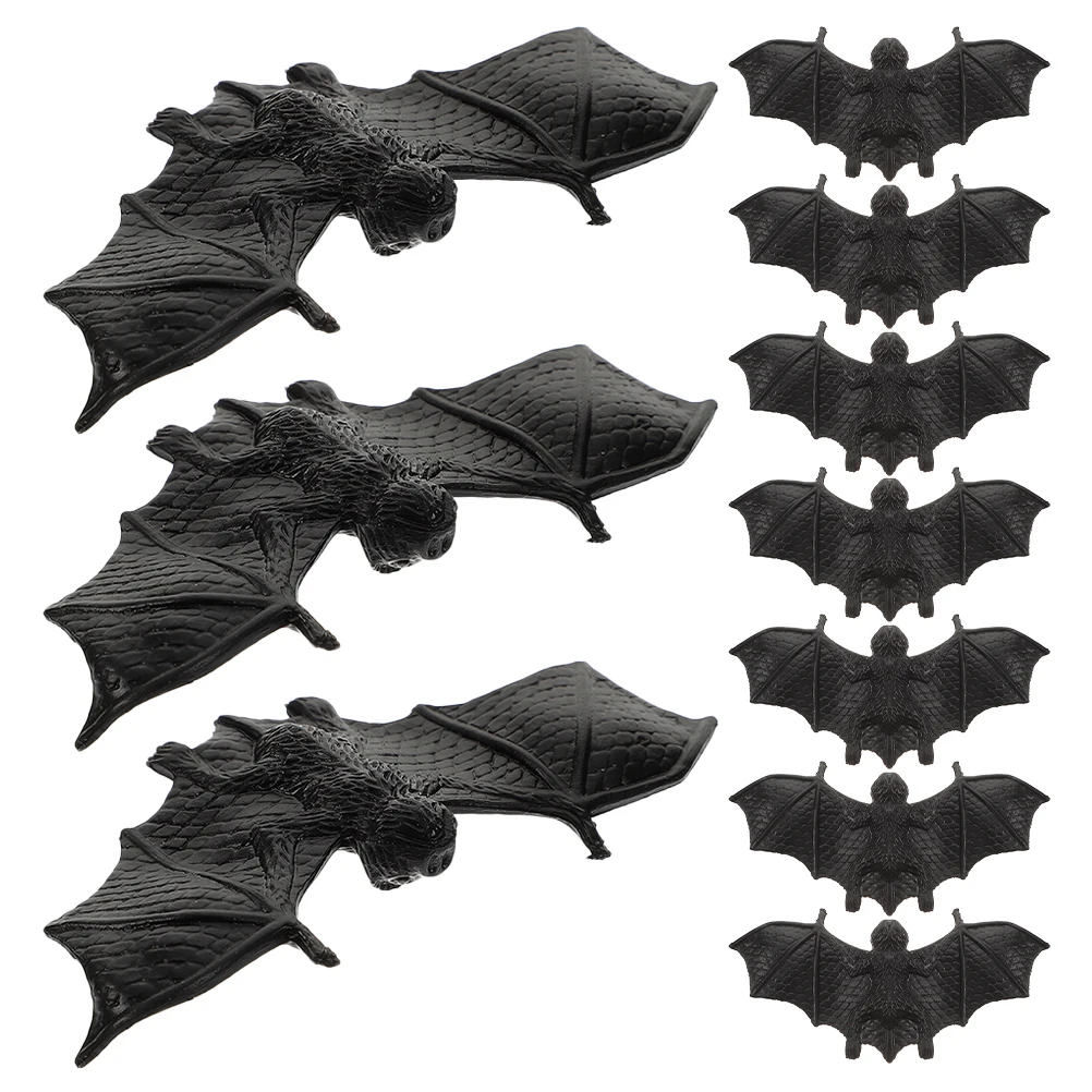 

10 Pcs Bats Soft Rubber Halloween Decor Hanging Props DIY Spooky Atmosphere Toys Black Halloween Black Flying Bats Flying Bat