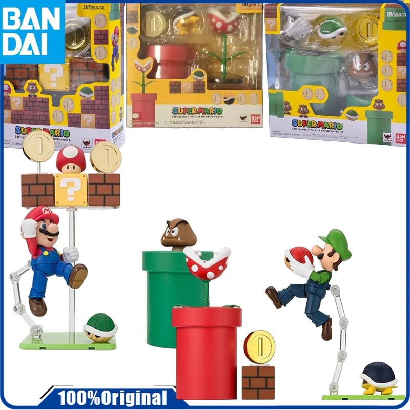 Bandai Genuine /Original SHF SUPER MARIO BROS. DIORAMA PLAY SETA B C Action Figure Toys For Boys /Girls /Kids /Christmas Gift Co