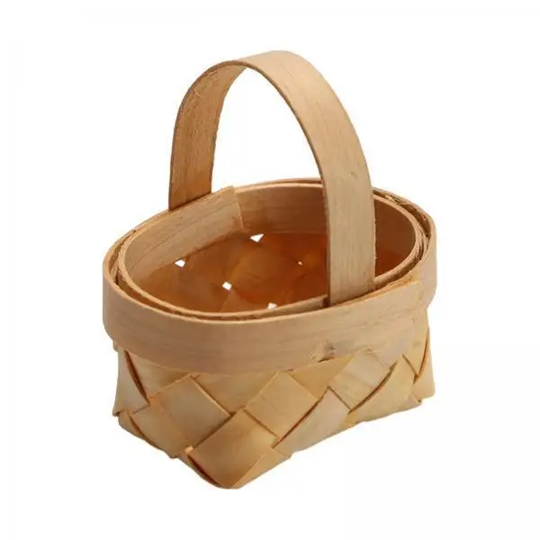 3x Easter Basket Storage Basket with Handle Woven Easter Decor Braided Picnic Bamboo Basket for Fruits Gifts Wedding Women Girls