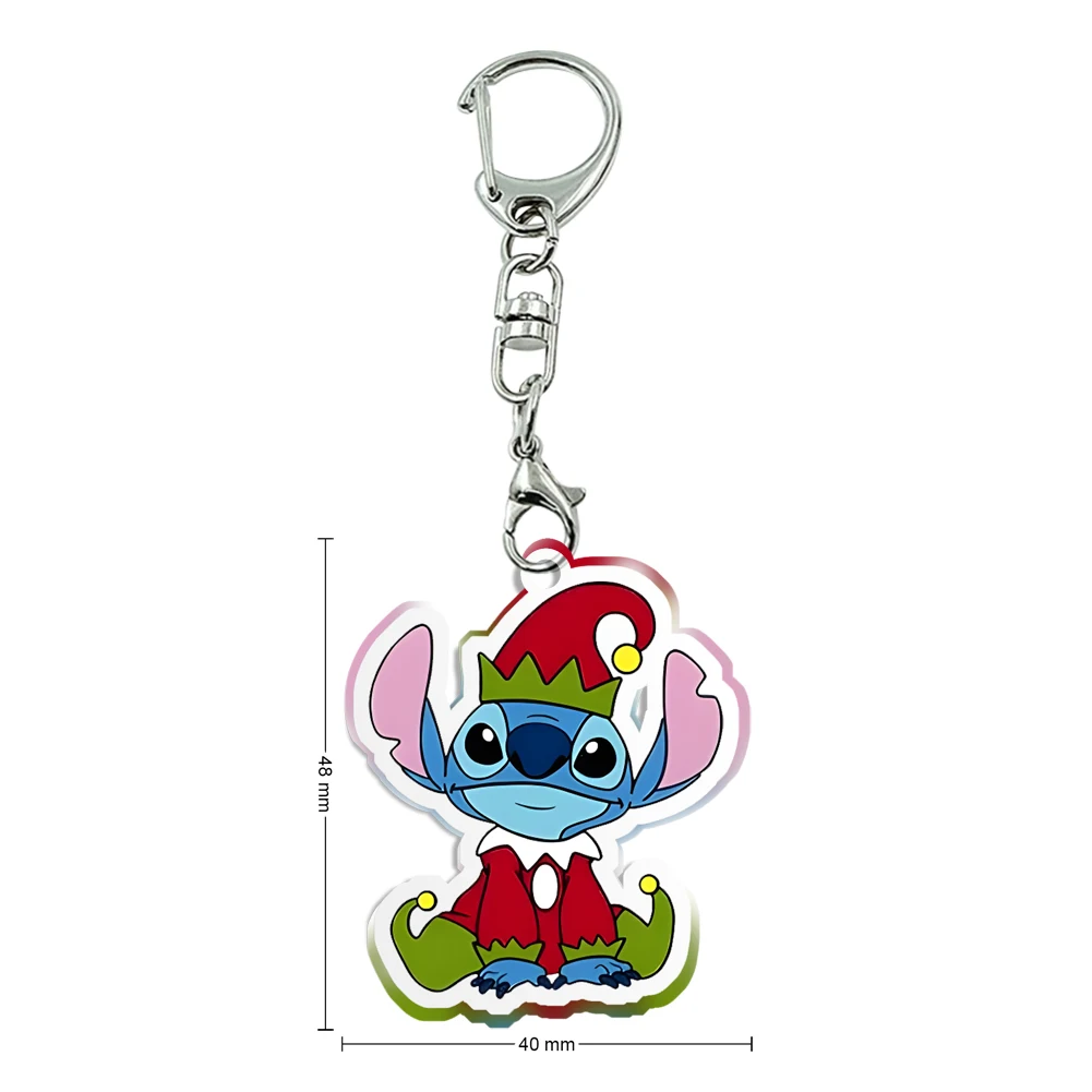 Disney-Stitch Transparente Acrílico Chaveiros para Crianças, Halloween, Natal, Engraçado, Natal, Festa, Coleção de Presentes, Meninas, Acessórios Jóias