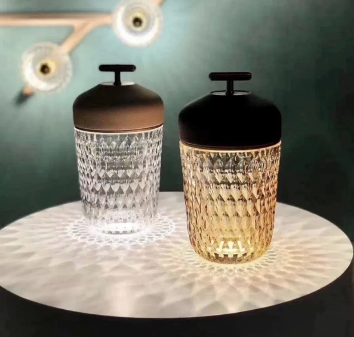 Touch Switch Conical Crystal Lamp Large Bedside Lamp Home Decoration Handheld Warm Atmosphere Big Embrace Lamp LED Reading Light