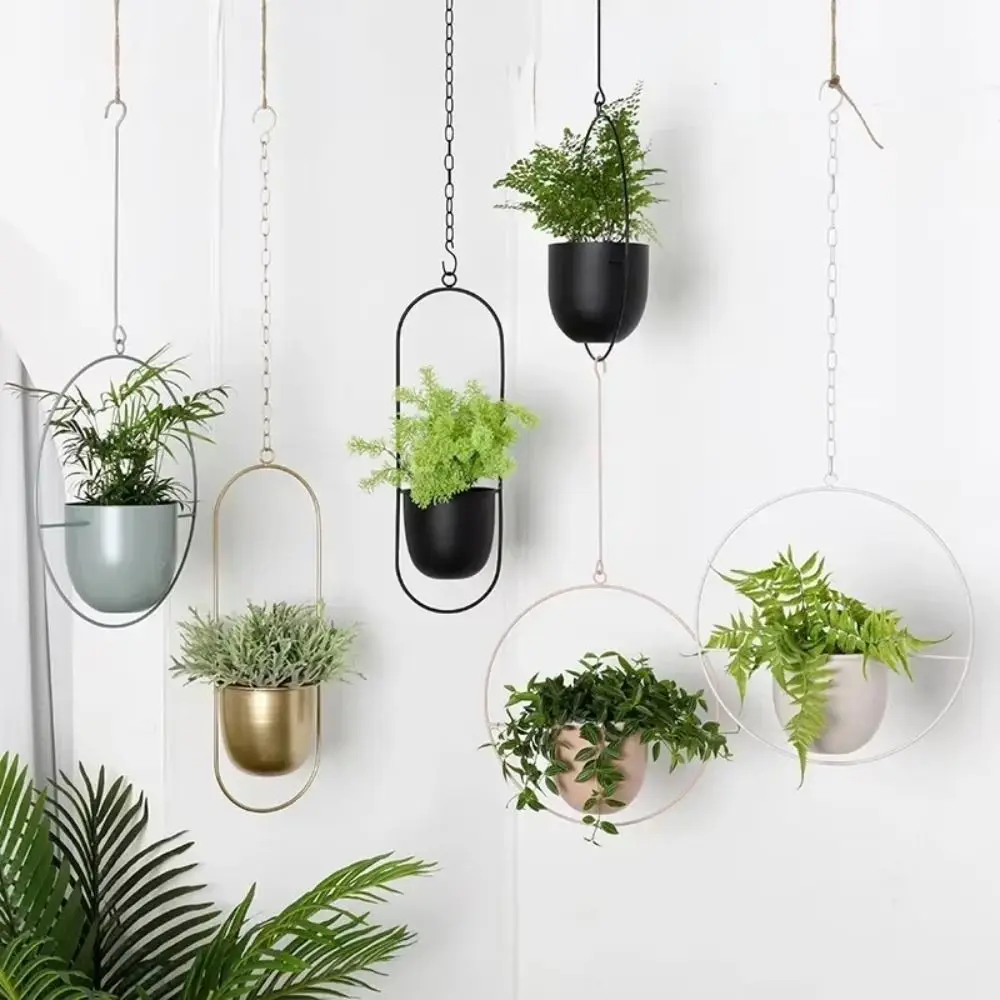 Creative Iron Plant Pot Hanging Bucket with Hook Hanging Flower Pot Succulent Plant Flowerpot Home Decoration