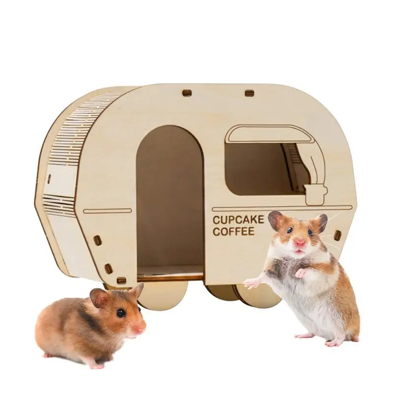 Hamster Climbing Toys Wooden Hamster Hideout Cabin With Mortise And Tenon Tabletop Ornaments For Living Room Balcony Game Room