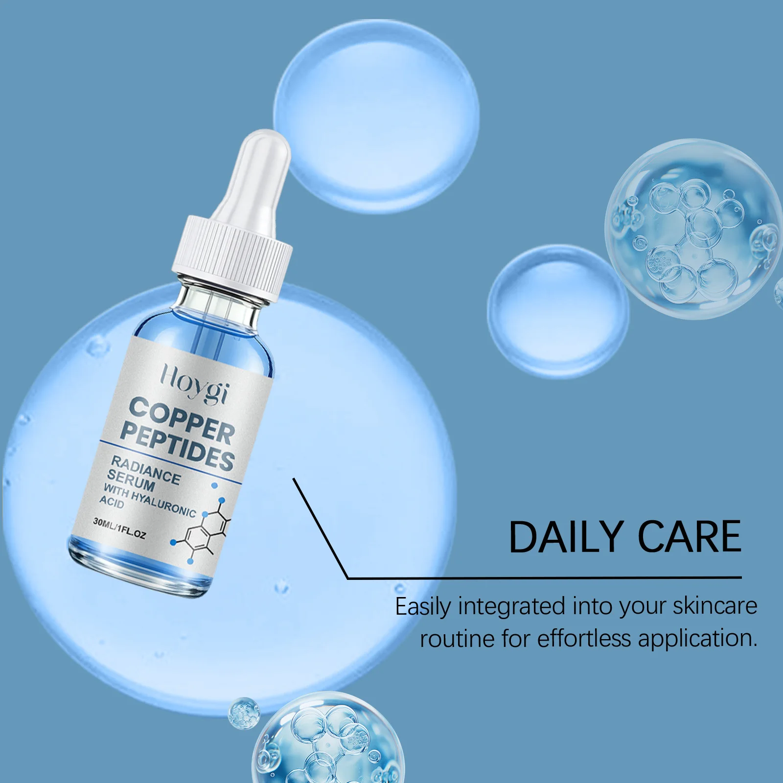Copper Peptide Renewing Serum, Gentle Facial Care, Brightens & Refines Skin, Smooth, Lightweight Moisturizing Essence