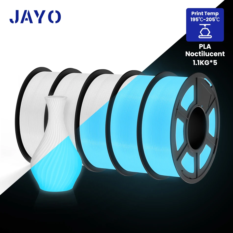 JAYO PLA Filament 1.75mm Glow in the Dark PLA 3D Printer Filament 1.1KG Neatly Wound Luminous 3D Printing Material For FDM