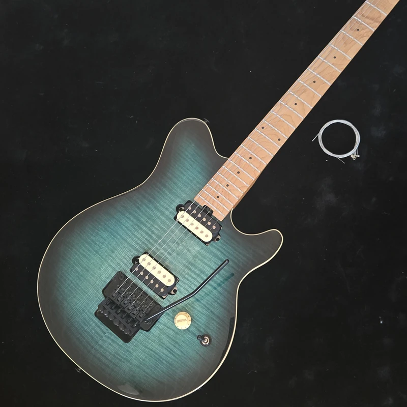 

High-quality electric guitar, tiger stripe veneer, roasted maple neck, tail adjust, double tremolo, in stock with free shipping