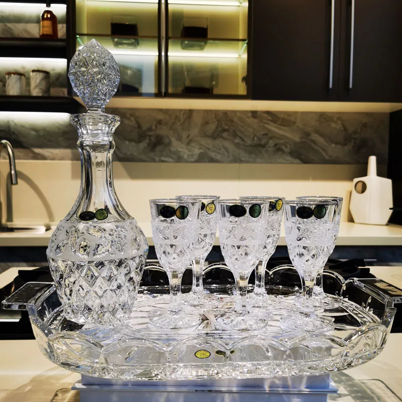 

Bohemian crystal glass barware set wine , wine glasses, whiskey bottles