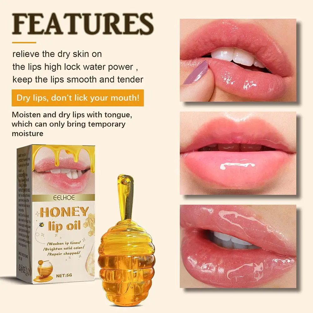 

5g Honney Lip Oil Balm Moisturizing Lip Gloss Nourishing Lip Anti-cracking Unisex Anti-wrinkle Care Care Makeup Lip J4i5