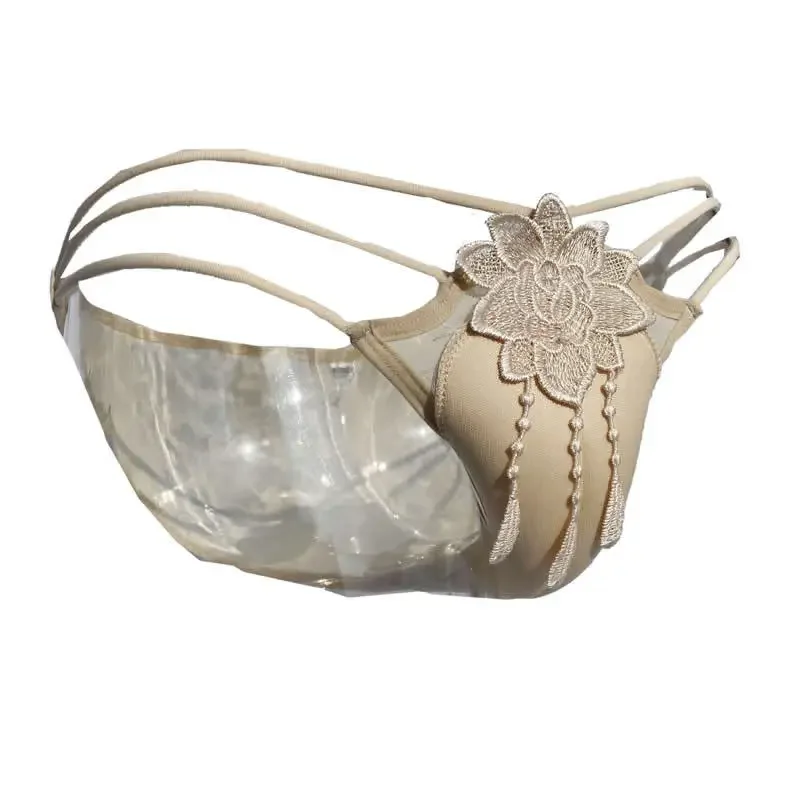 Camel Toe Control Panty Lace Underwear Transgender Crossdresser Shemale Ladyboy Briefs Embroidery Tassels Panties