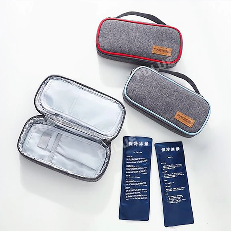 Waterproof Insulin Cooler Bag with 2 Reusable Gel Ice Bags Travel Portable Diabetic Insulin Case Medicine Insulation Cooling Box