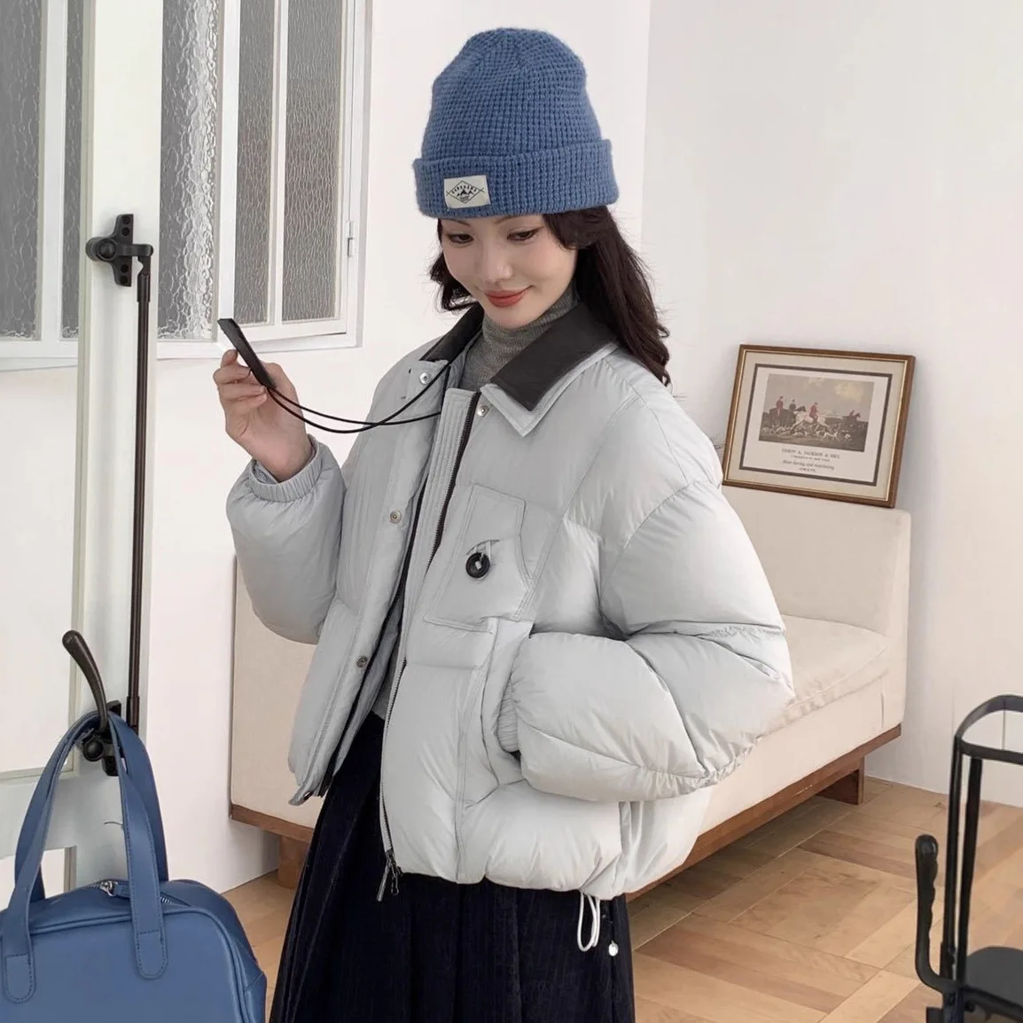 أزياء الشتاء المرأة الجديدة أسفل سترة قصيرة نمط تقسم بطة بيضاء أسفل سترة #2