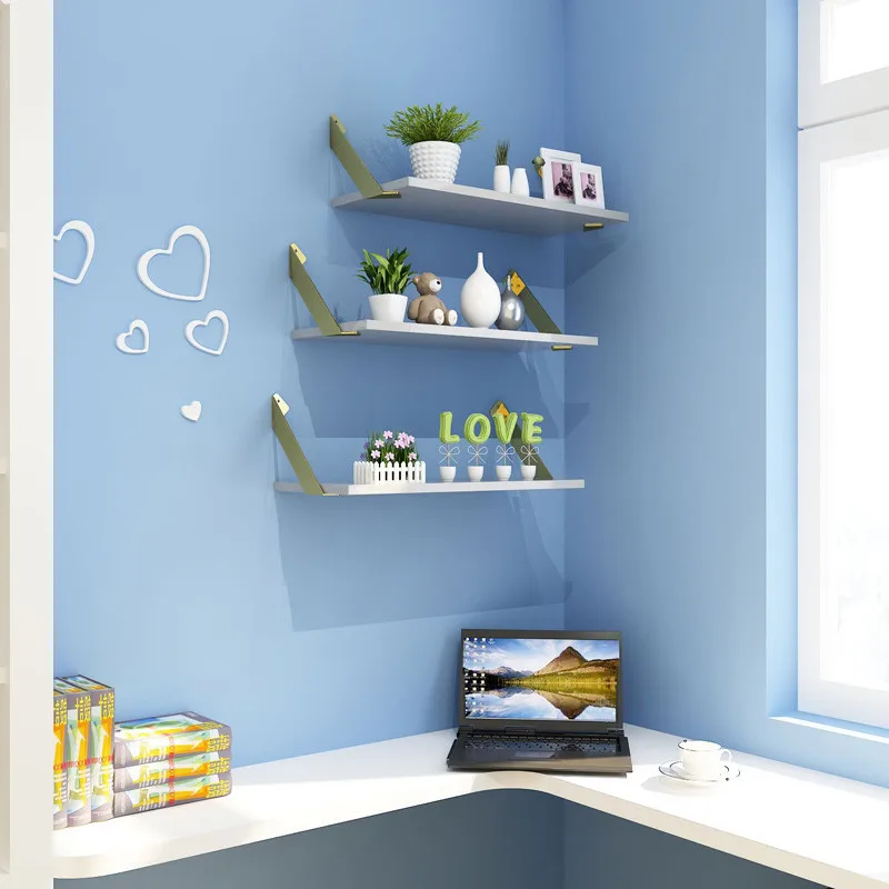 Picture 5: Black/Gold A Pair Triangle Shelf Bracket Wall Partition Super Load-bearing Shelf Support Fram Mounting Bracket Rack Shelf Holder