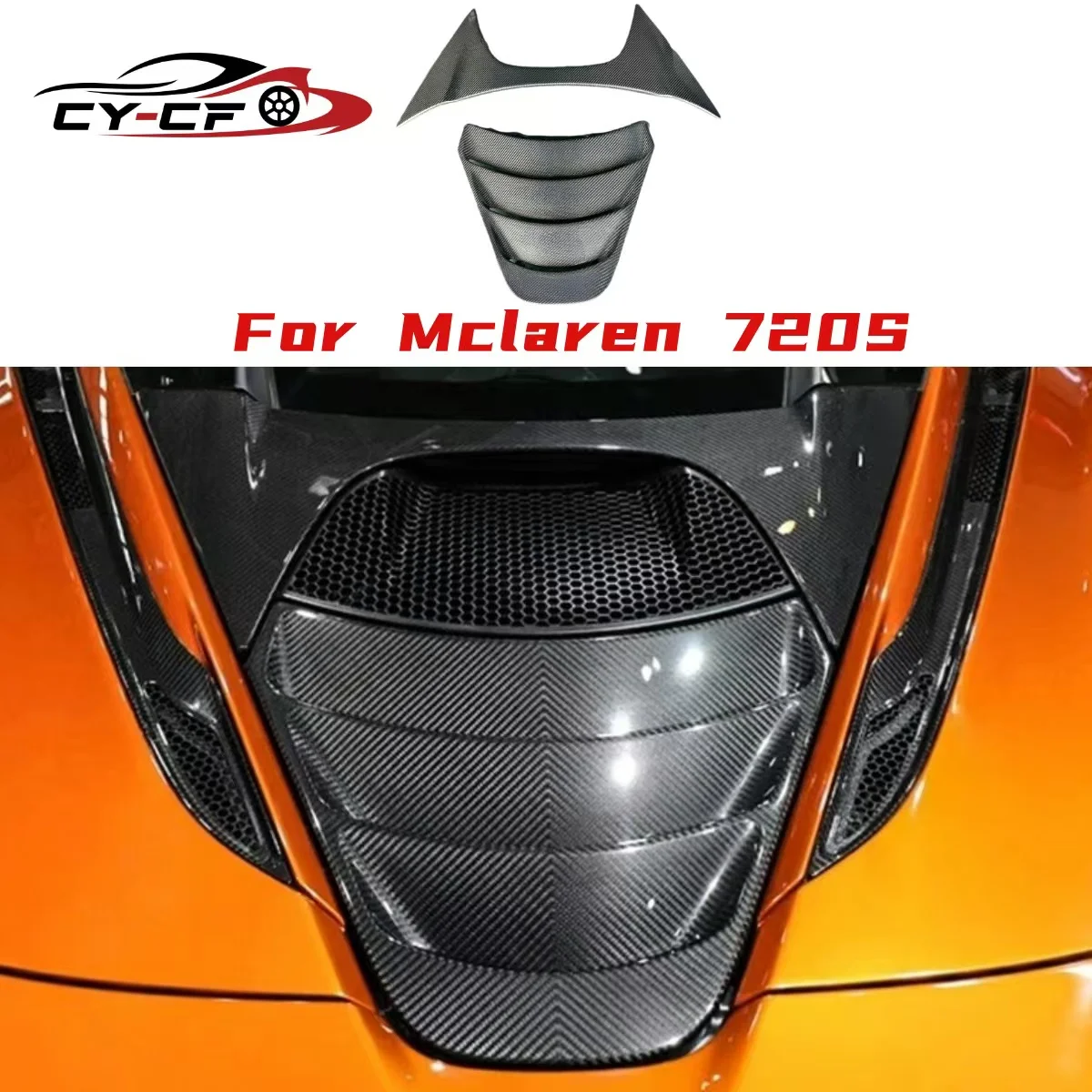 

For Mclaren 720s Coupe Dry Carbon Fiber Rear Hood Trunk Air Intake Flow Vent Scoop Cover