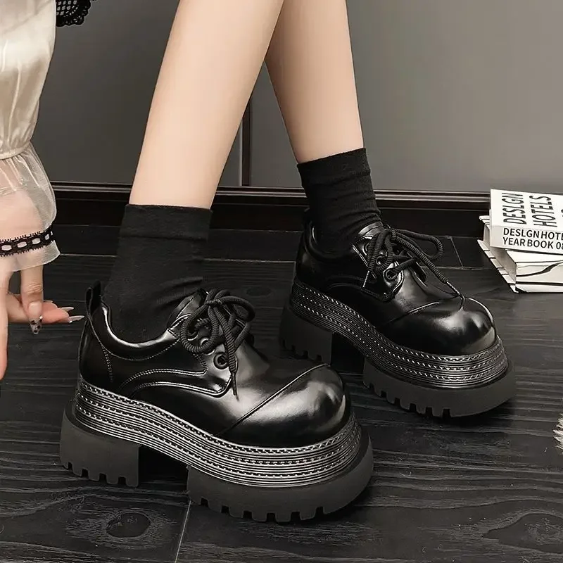 

Женские туфли в стиле панк на платформе с круглым носком, распродажа, обувь Y2k, промо-шикарные и элегантные женские туфли-лодочки из натуральной марки 39,