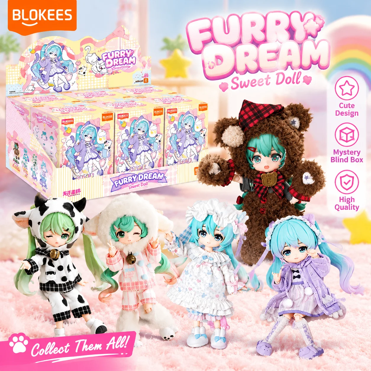 Blokees Hatsune Miku Daalamode Series Action Figure Fluffy Sweet Dream Collectible Model Decoration Display Toys  Nice Gifts