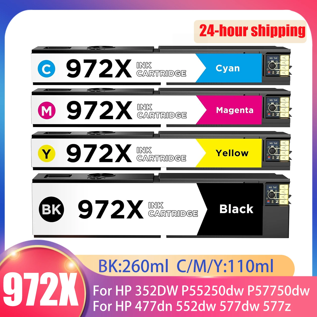 

Для hp972 972X картридж с чернилами, совместимый для HP 352DW P55250dw P57750dw 477dn 477dw 552dw 577dw 577z пигмент принтера с чипом