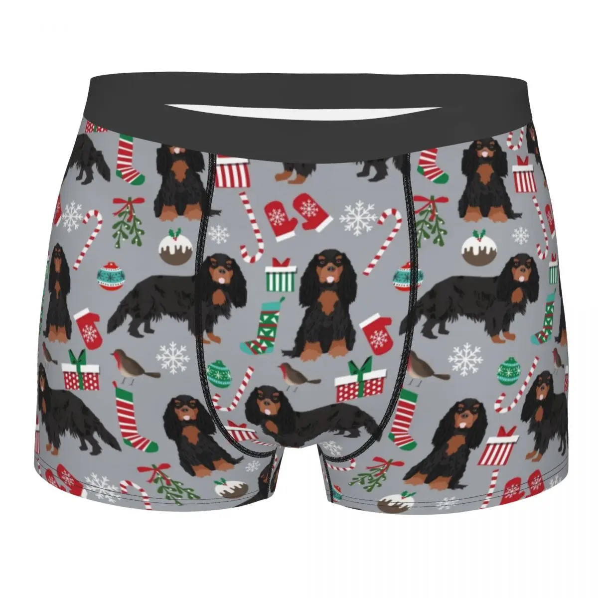 Custom Cavalier King Charles Spaniel Christmas Gifts Underwear Male Printed Pet Dog Boxer Briefs Shorts Panties Soft Underpants