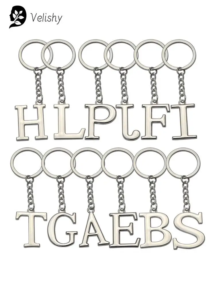 Pendentif Alphabet avec Initiales en Métal pour Couple, Porte-clés, 26 Lettres en Majuscules, Anglais