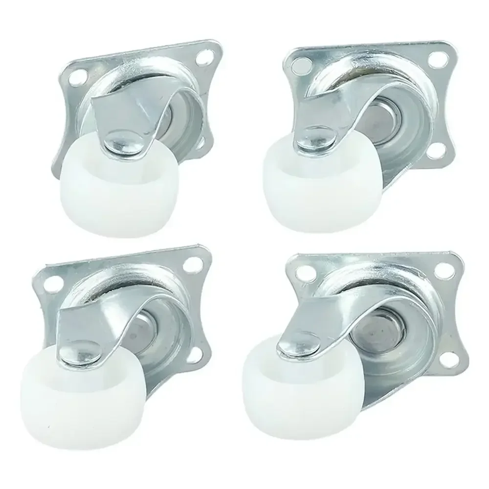 4Pcs New Heavy Duty Caster Wheel 360 Degree Furniture Carts Furniture Roller Universal White Nylon Rubber Swivel Casters