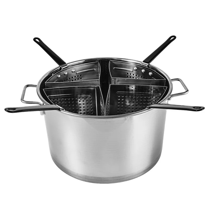 Stainless Steel Composite Bottom Burning Pasta Noodles Grid Hot Pot Boiled Meat Pot with Composite Bottom Pot