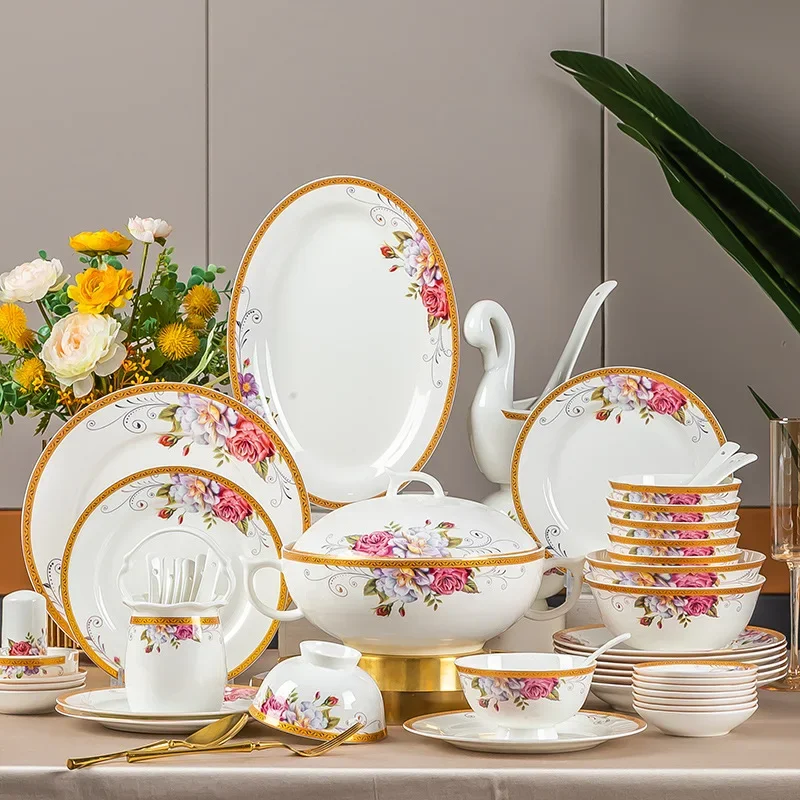 Ceramic tableware, household chopsticks, rice bowls, vegetable dishes