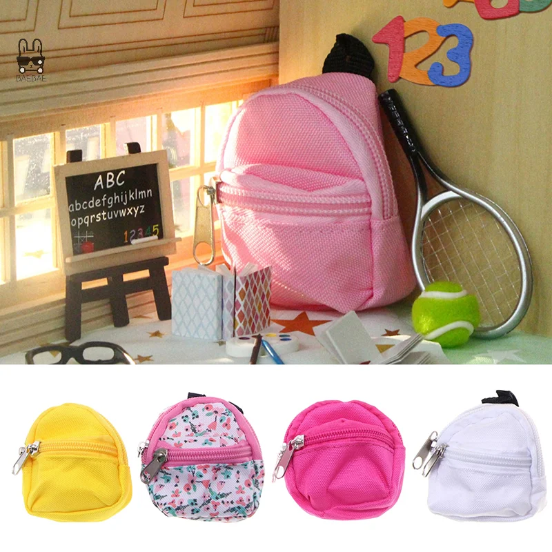 

1:6 Dollhouse Miniature Canvas School Bag Floral Backpack Doll Accessories Model Decor Toy Doll House Accessories