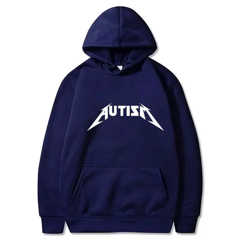 Autism Metal Rock Meme Hoodie Top Men Women Fashion Hip Hop Fleece Hoodie Oversized Pullover Winter Sport Sweatshirt for Men