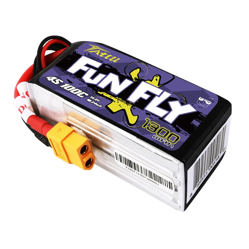 TATTU FUNFLY 4S 14.8V Lipo Battery 1300mAh 100C For RC FPV Airplane Quadcopter Helicopter Drone Parts 4S Rechargeable Battery