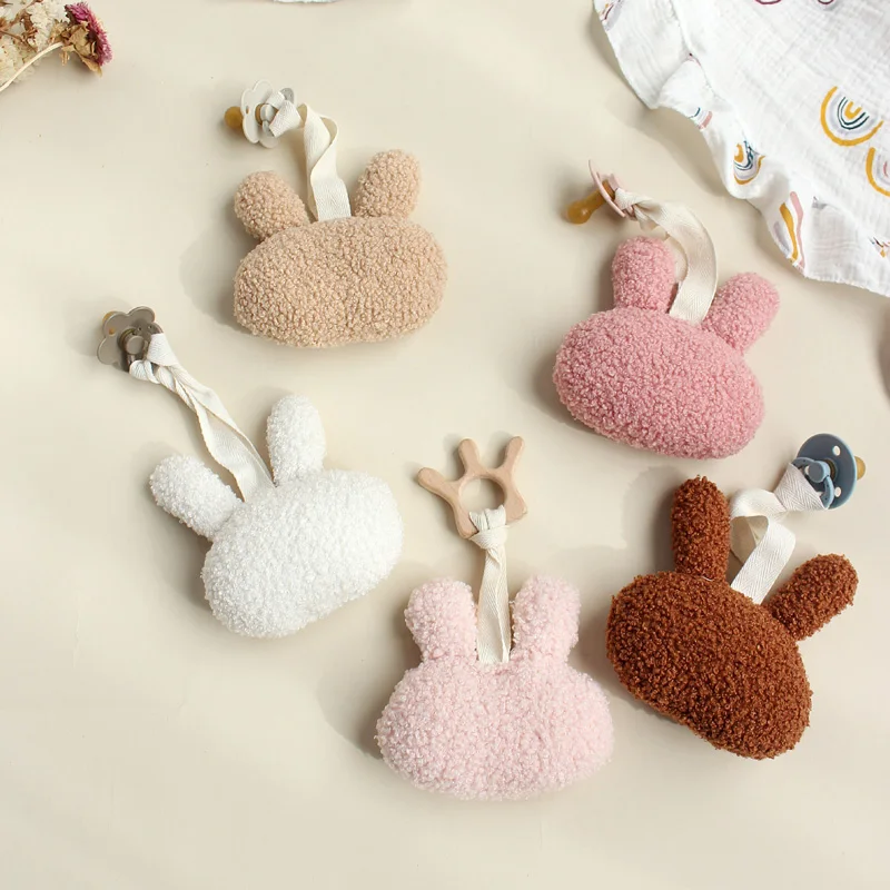 Baby Pacifier Chain Cute Bunny Comfort Nipple Pendant Clips Teddy Velvet Baby Pacifier Room Decoration Photo Props