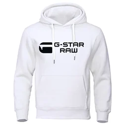 2024 New G-star RAM trendy fashion casual sportswear comfortable printed loose top pullover men's hooded sweatshirt street wear