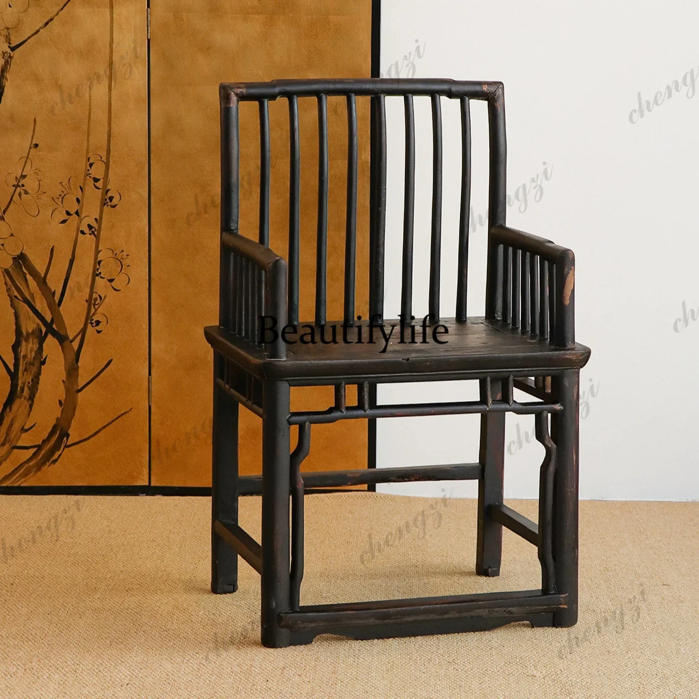 A4567 Song-style aesthetic armchair solid wood armrest antique master back chair wabi sabi wind leisure chair