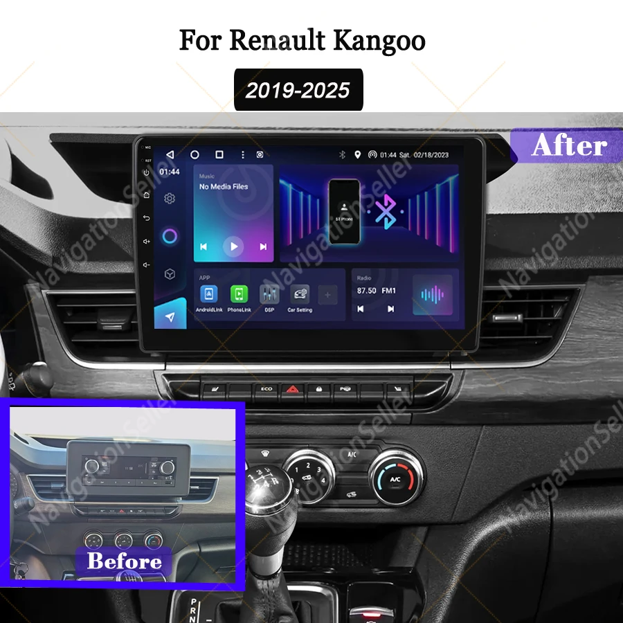 

Carplay Autoradio Android Screen For Renault Kangoo 2019 - 2025 Car Multimedia Video Player GPS Navigation Stereo RDS DSP DAB BT