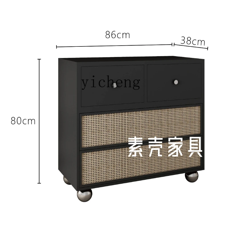 

Комод из ротанга ZF с выдвижными ящиками, современный минималистичный шкаф для хранения, для гостиной, боковой чайный шкаф