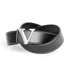 2024 Business Luxury Designer Brand V Buckle Belt Men High Quality Women Genuine Real Leather Dress Strap for Jeans Waistband