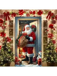Santa and Snowman door covers, family Christmas decorations, suitable for indoor and outdoor, multi-purpose
