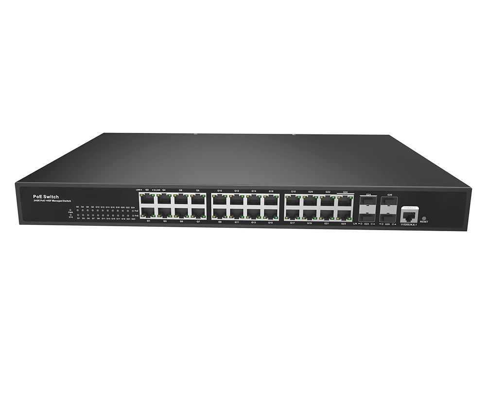 24 Port Gigabit Managed PoE Switch Auto‑detection PoE for IP Camera Security OEM Supported