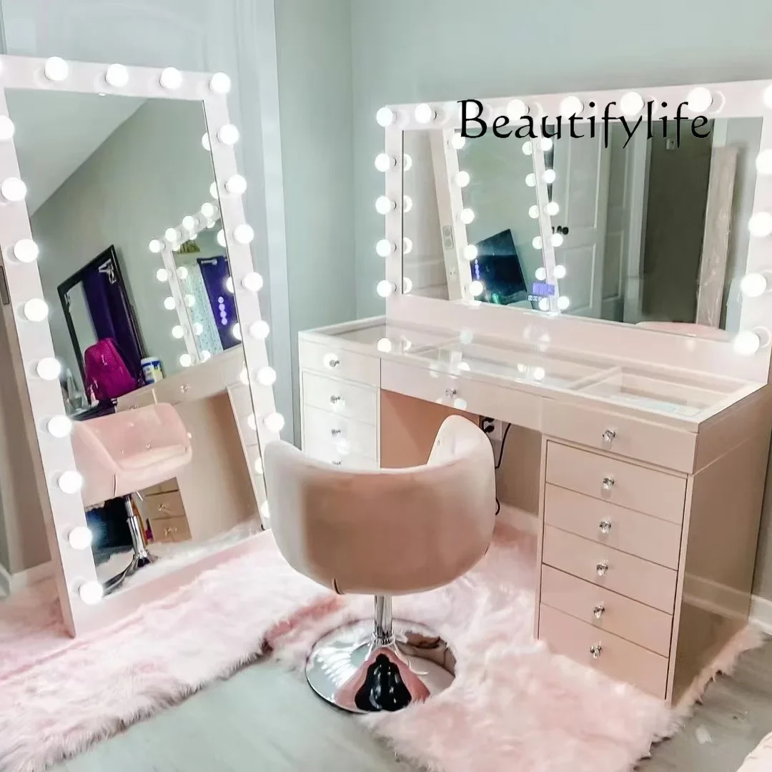 BJ Modern simple bedroom household makeup table light bulb dresser integrated cabinet