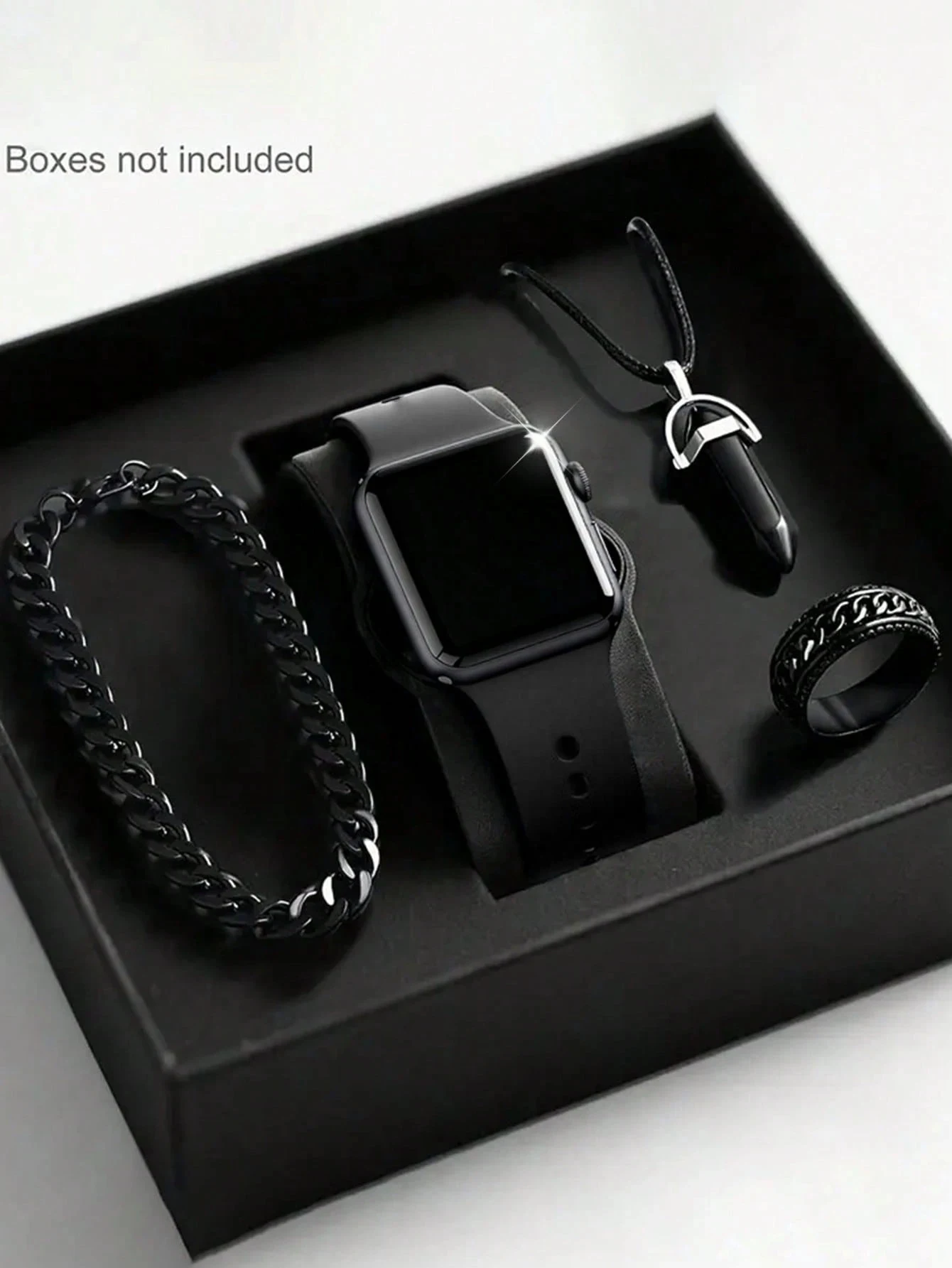 طقم ساعة ومجوهرات LED مربعة للرجال هدية عيد ميلاد صندوق ساعة غير ذكي غير متضمن