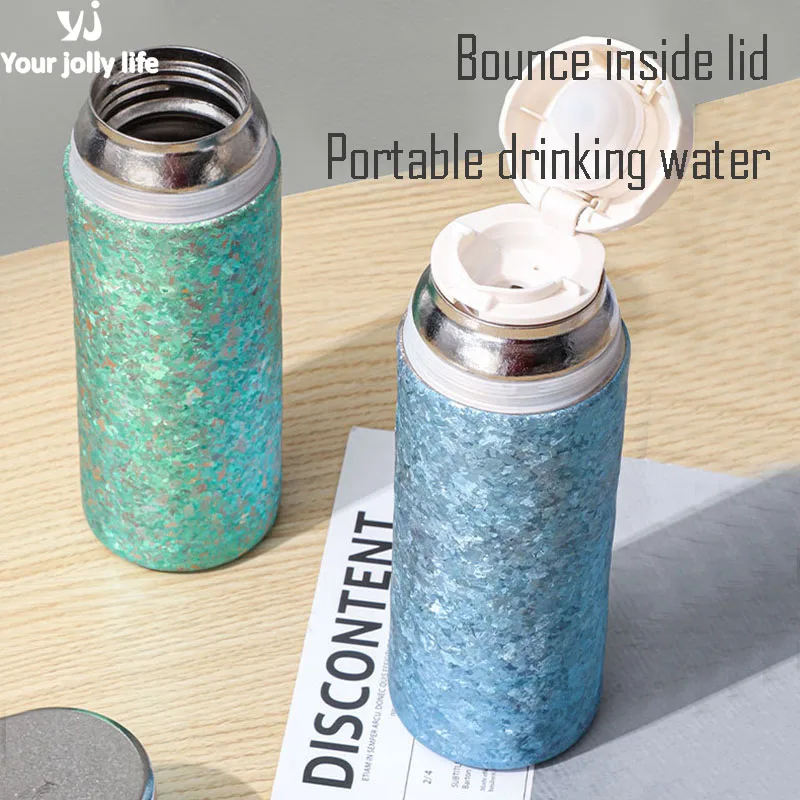 420ml Pure Titanium Thermos With bounce Inside Lid,DoubleLayer Vacuum Flasks,Bacteriostatic Drinkware,Portable Car Water Bottle