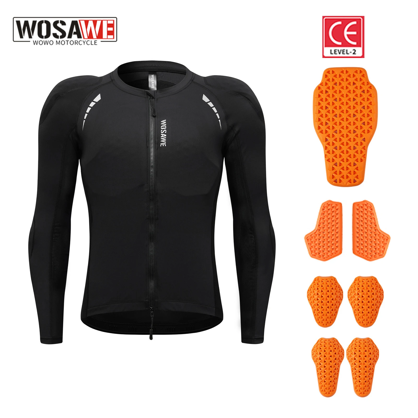 WOSAWE Motorcycle Clothing Armor Summer Men CE Protective Gear Soft Sportswear Racing Equipment Body Protector Outdoor Riding