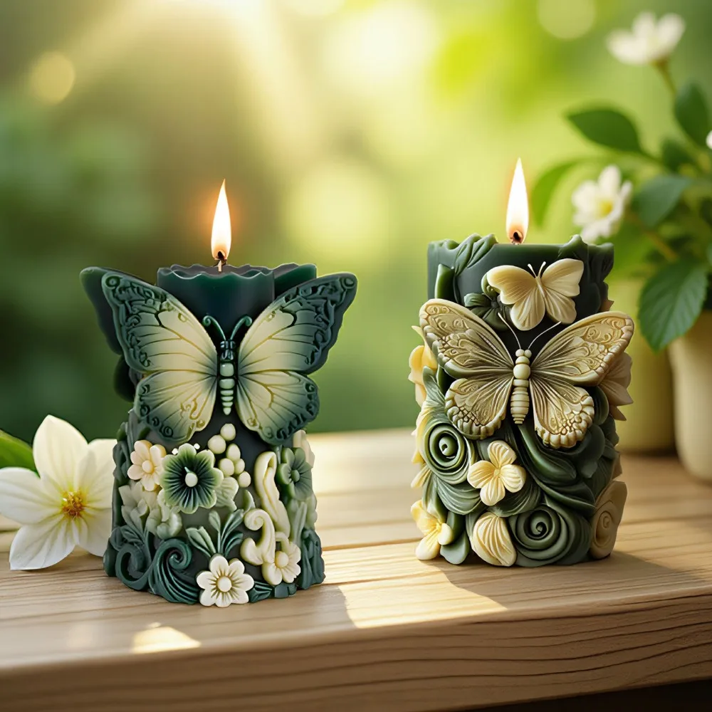 DIY 蝶の花柱キャンドルシリコーン型手作り動物ドリップ接着剤樹脂クリエイティブ装飾香りキャンドル家の装飾メイク